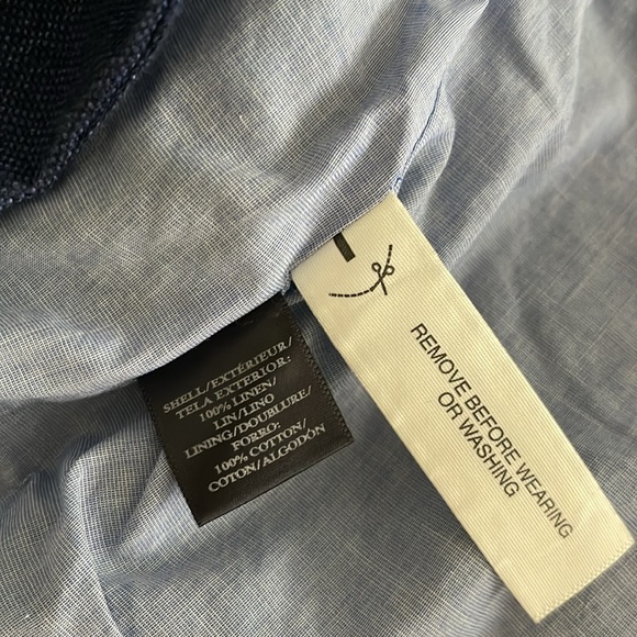 Ann Taylor blue linen blazer with cotton lining - Picture 6 of 9